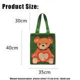 Bear Canvas Cloth Shoulder Bag for Women Knitting