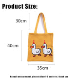 Women Knitting Shoulder Bags Duck Cartoon Handbag Casual Tote Literary BookBag