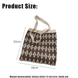 Women's Plaid Shoulder Bag Soft Knitting Tote Autumn Handbags