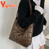 Autumn Space Cotton Women Handbag Large Capacity Shoulder Bag Winter Down Tote B