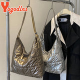 Autumn Space Cotton Women Handbag Large Capacity Shoulder Bag Winter Down Tote B