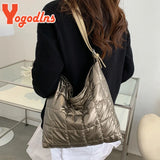 Autumn Space Cotton Women Handbag Large Capacity Shoulder Bag Winter Down Tote B