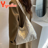 Autumn Space Cotton Women Handbag Large Capacity Shoulder Bag Winter Down Tote B