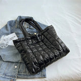Autumn Space Cotton Women Handbag Large Capacity Shoulder Bag Winter Down Tote B