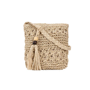 Boho Straw Bag Women Beach Shoulder Handbag Tassel Crossbody