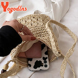 Boho Straw Bag Women Beach Shoulder Handbag Tassel Crossbody