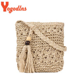 Boho Straw Bag Women Beach Shoulder Handbag Tassel Crossbody