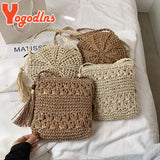 Boho Straw Bag Women Beach Shoulder Handbag Tassel Crossbody