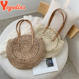 Boho Straw Shoulder Bag Circle Beach Handbag Purse