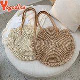 Boho Straw Shoulder Bag Circle Beach Handbag Purse