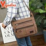 Casual Canvas Shoulder Bag For Women Multi-layer Messenger Bag Crossbody Handbag