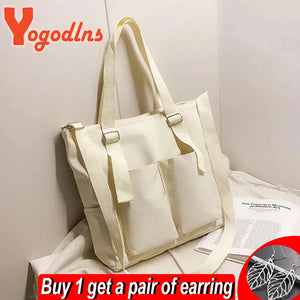 Casual Waterproof Nylon Tote Bag Large Capacity Women Tote Bag Bookbags Bolsa