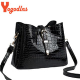 Crocodile Pattern Bucket Bag Crossbody Shoulder Handbag