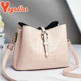 Crocodile Pattern Bucket Bag Crossbody Shoulder Handbag