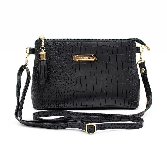 Crocodile Pattern Shoulder Bag Women PU Leather Messenger Bag Crossbody Handbag