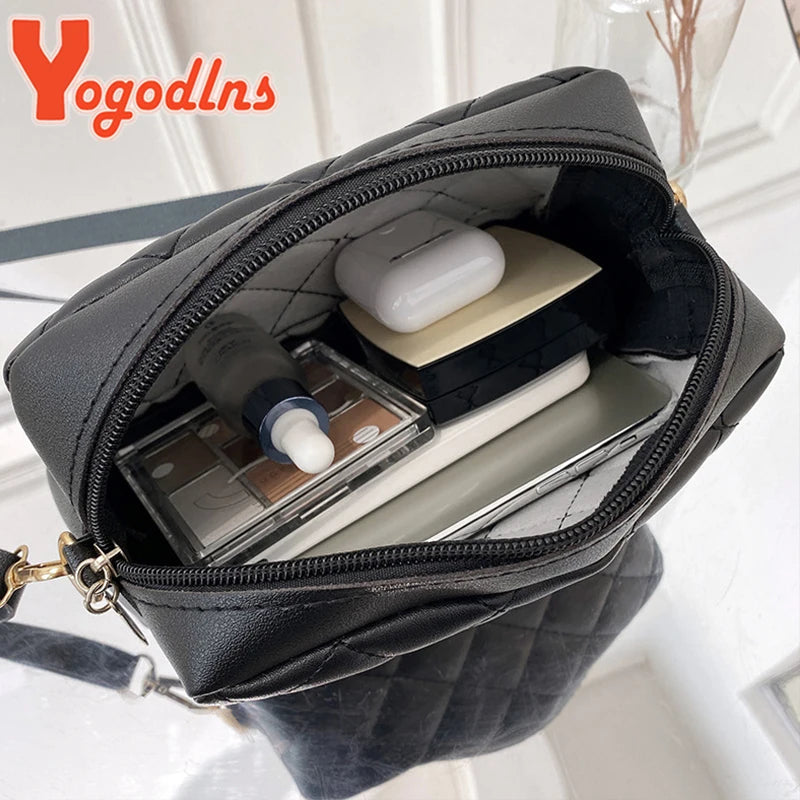 Embroidered Thread Shoulder Bag Soft Leather Crossbody Vintage Square