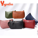 Embroidered Thread Phone Bag PU Leather Shoulder Crossbody Bags
