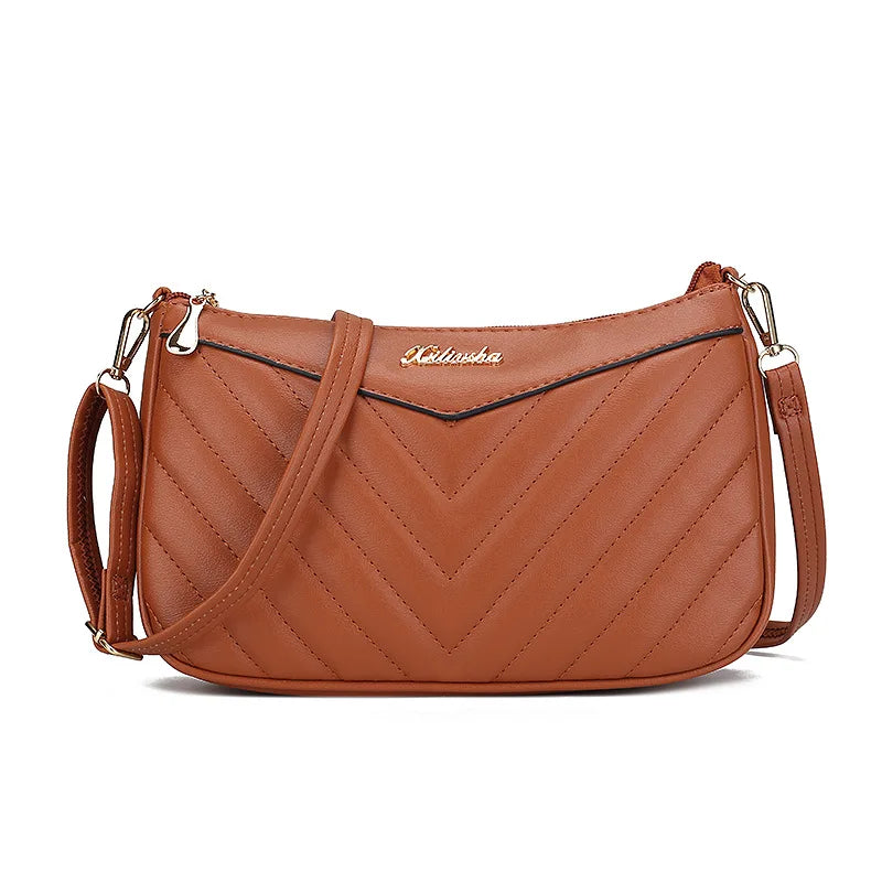 Embroidered Thread Phone Bag PU Leather Shoulder Crossbody Bags