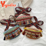 Ethnic Style Tassel Chest Bag Women Braided Shoulder Ladies Crossbody Bag