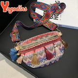 Ethnic Style Tassel Chest Bag Women Braided Shoulder Ladies Crossbody Bag
