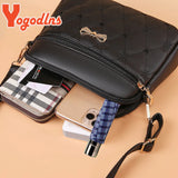 Heart Embroidery Bow Shoulder Bag PU Leather Crossbody Handbag