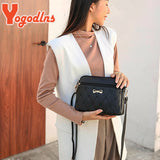 Heart Embroidery Bow Shoulder Bag PU Leather Crossbody Handbag