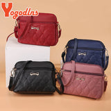 Heart Embroidery Bow Shoulder Bag PU Leather Crossbody Handbag