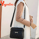Heart Embroidery Bow Shoulder Bag PU Leather Crossbody Handbag