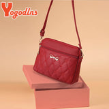 Heart Embroidery Bow Shoulder Bag PU Leather Crossbody Handbag