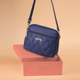 Heart Embroidery Bow Shoulder Bag PU Leather Crossbody Handbag
