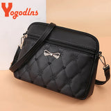 Heart Embroidery Bow Shoulder Bag PU Leather Crossbody Handbag