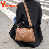 Embroidered Thread Shoulder Bag Soft Leather Messenger Flap Square Handbag