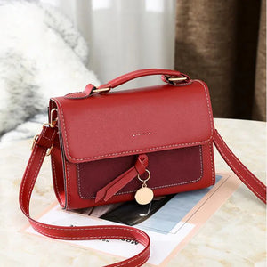 Metal Shoulder Bag Women PU Leather Crossbody Bag Handbag Vintage Large Capacity