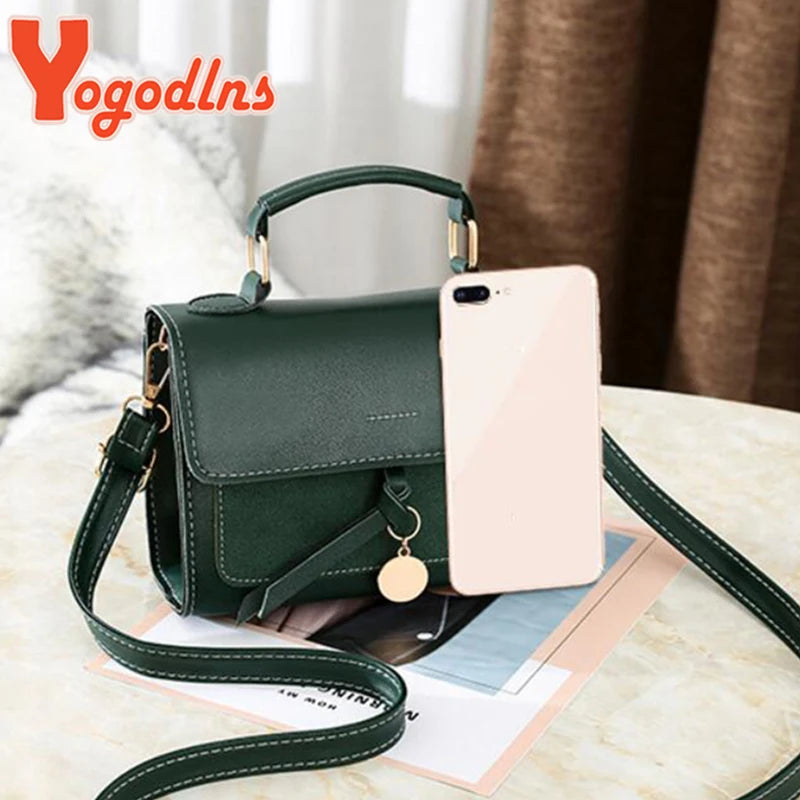 Metal Shoulder Bag Women PU Leather Crossbody Bag Handbag Vintage Large Capacity