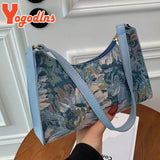 Oil Painting Shoulder Bag For Women Spring Armpit Handbag