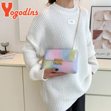 Rainbow PU Leather Shoulder Bag For Women Crossbody Bag