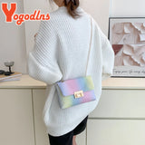 Rainbow PU Leather Shoulder Bag For Women Crossbody Bag