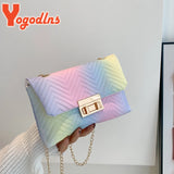 Rainbow PU Leather Shoulder Bag For Women Crossbody Bag