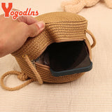 Round Straw Bags for Women Summer Woven Beach Bag Crossbody Shoulder Bag