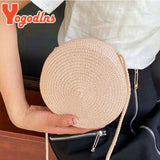 Round Straw Bags for Women Summer Woven Beach Bag Crossbody Shoulder Bag