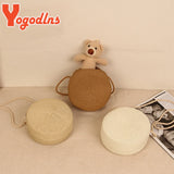 Round Straw Bags for Women Summer Woven Beach Bag Crossbody Shoulder Bag