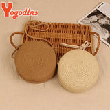 Round Straw Bags for Women Summer Woven Beach Bag Crossbody Shoulder Bag