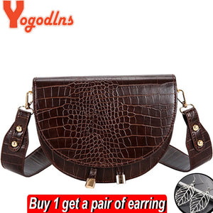 Crocodile Pattern Shoulder Bag Casual PU Leather Handbag
