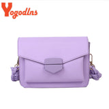Braided Strap Women PU Leather Crossbody Bags Solid