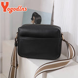 Small Square PU Leather Shoulder Bag with Wide Strap Crossbody Tote Handbag