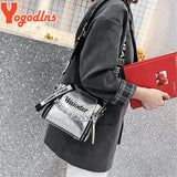 Tide Ladies Letter Handbags Wide Strap Chains Shoulder Bag Women Crossbody Bags