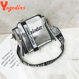 Tide Ladies Letter Handbags Wide Strap Chains Shoulder Bag Women Crossbody Bags