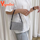 Bright Diamond Shoulder Bag Women PU Leather Pillow Bag Chains Messenger Handbag