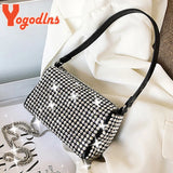 Bright Diamond Shoulder Bag Women PU Leather Pillow Bag Chains Messenger Handbag