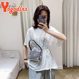 Bright Diamond Shoulder Bag Women PU Leather Pillow Bag Chains Messenger Handbag
